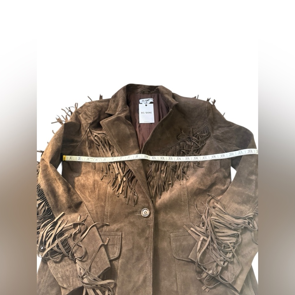 Re/Done Suede Fringe Blazer Jacket Brown Western NWT - Picture 9 of 12